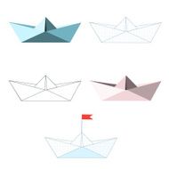 Paper ships Vector set Isolated objects on a white background