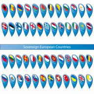 Pin flags of the Sovereign European Countries