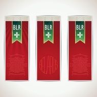 Three red Belarus vertical banners with ribbon