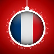 Merry Christmas Red Ball with Flag France