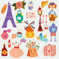 Cute Paris Set with hand drawn elements