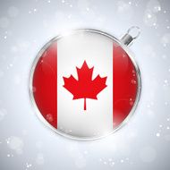 Merry Christmas Silver Ball with Flag Canada N4