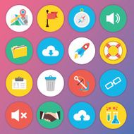 Trendy Premium Flat Icons for Web and Mobile Applications Set