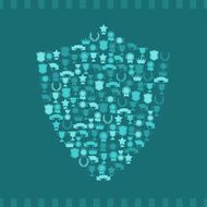 Trophies and awards icons in the form of shield