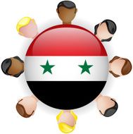 Syria Flag Glossy Button with People