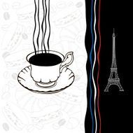 French breakfast Symbols of France Monochrome illustration N2