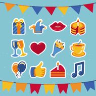 Vector birthday party icons and signs