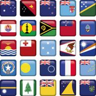 Set of Australian Oceania Squared Flag Icons