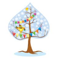 Winter - tree and funny bird