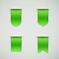 set of green ribbons different shapes