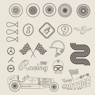 Vector icons of vintage car racing N3