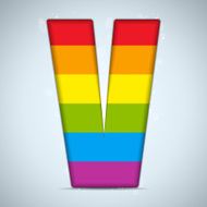 Gay Pride Glass Alphabet with Rainbow Flag N19