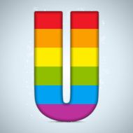 Gay Pride Glass Alphabet with Rainbow Flag N20