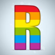 Gay Pride Glass Alphabet with Rainbow Flag N21