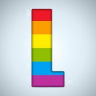Gay Pride Glass Alphabet with Rainbow Flag N22