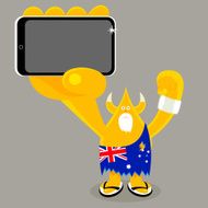 Yellow horned Australian character mobile device