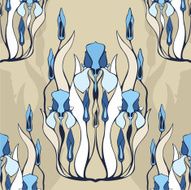 Seamless pattern with decorative iris flowers