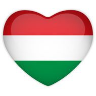 Hungary Flag Heart Glossy Button N2