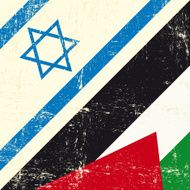 Israeli and palestinian grunge flag