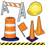 Road Construction Barriers and Hard Hat
