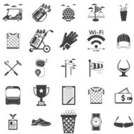 Vector collection of black icons for golf