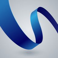 Blue fabric curved ribbon on grey background N3