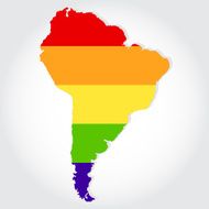 Rainbow flag in contour of South America