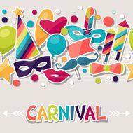 Celebration seamless pattern with carnival stickers and objects N2