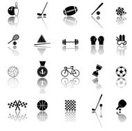 Sports icons set vector black