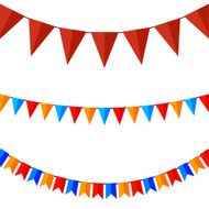 Set of colored flags on the ropes