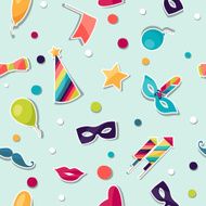 Celebration seamless pattern with carnival stickers and objects N3