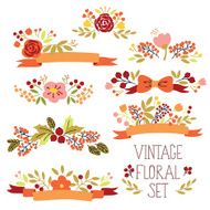 Vector set with vintage flowers N2