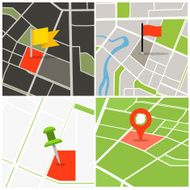 Abstract city map collection with pins