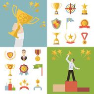 Flat Design Awards Symbols and Trophy Icons Set Vector Illustration N2