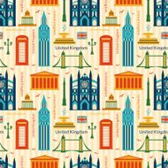 Seamless pattern with landmarks of United Kingdom N3