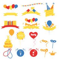 Birthday Party Celebration Banners Flat Vector Illustration N2