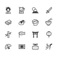 japan element vector black icon set on white background