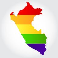 Rainbow flag in contour of Peru