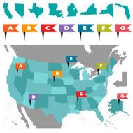 United States map with flag pins
