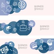Business Strategy Banners And Relevant Icon Set N5