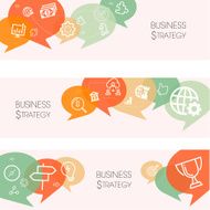 Business Strategy Banners And Relevant Icon Set N6