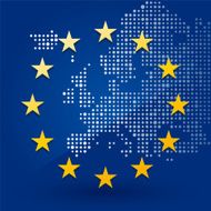 European Union flag with a map