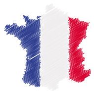 French map sketched Colors of national flag Vector illustration