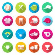 Baseball Colorful Icon set Vector