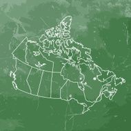 Canada map on green chalkboard