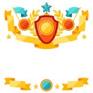 Decor with ribbons and awards in flat design style N2