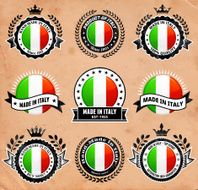 Made in the Italy patriotic Badge vector icon set