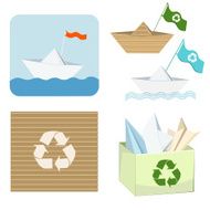 Origami Boat Set And Recycling