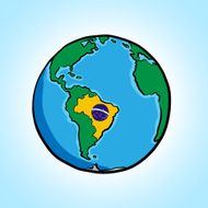 Cartoon Earth and Brazil