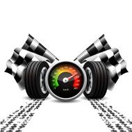 racing background speedometer car wheels and flags